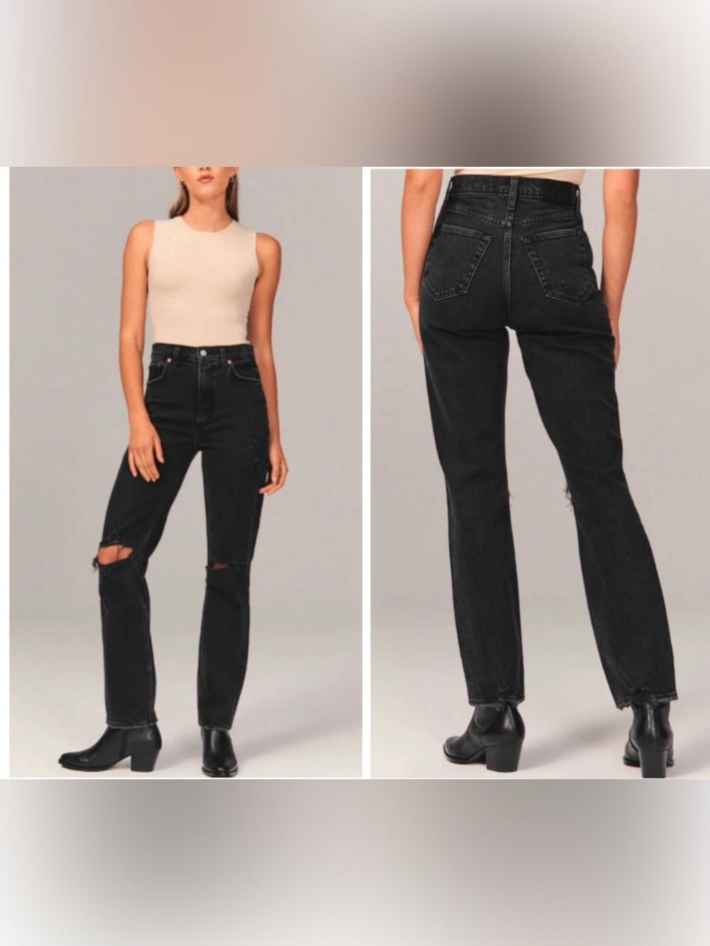 Abercrombie & Fitch The '90s Straight Ultra High Rise Jean Curve Love in Black